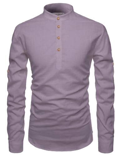 Image of Vida Loca Full Sleeve Mandarin Collor Cotton Casual Slim Fit Shirt for Men's