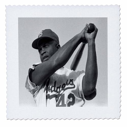 3dRose Picture of Jackie of The Brooklyn Dodgers 12x12 inch Quilt Square