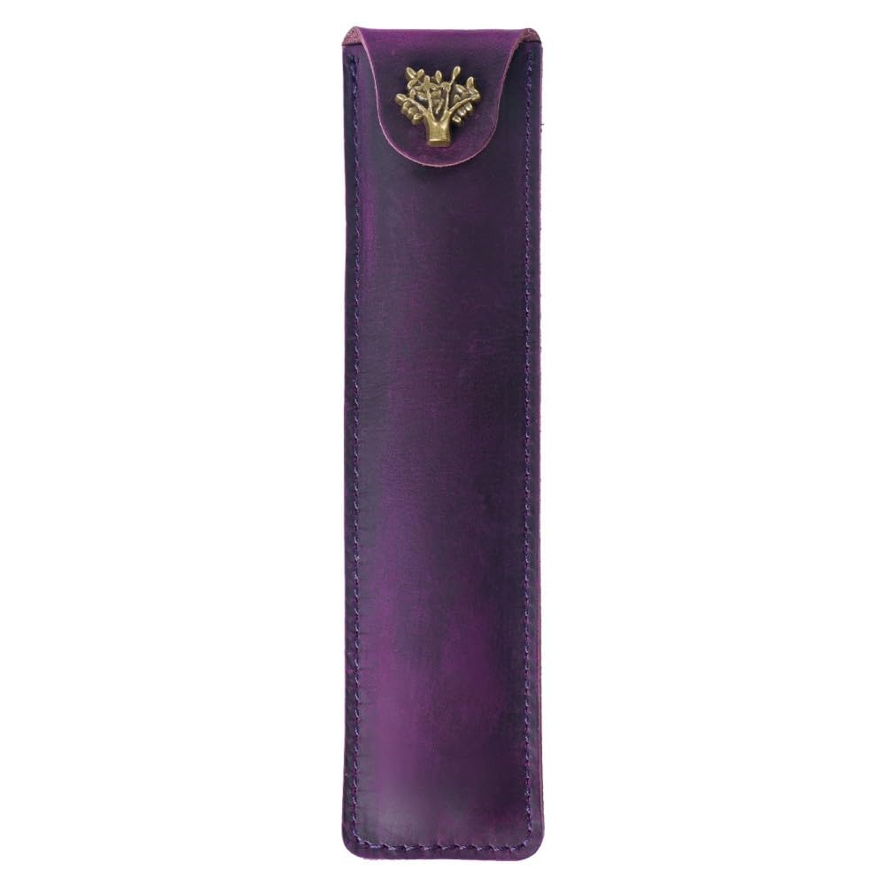 DONGKER Leather Pen Case,Vintage Pencil Pouch Snap Button Design Pen Holder Case for Men Women Work Office