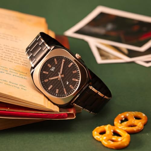 Image of Fastrack Vyb 6.0 Aviator Quartz Black Shaped Dial Men's Watch | Stainless Steel Strap Material Analog | Guys Analog Watches - FV30034KM02W
