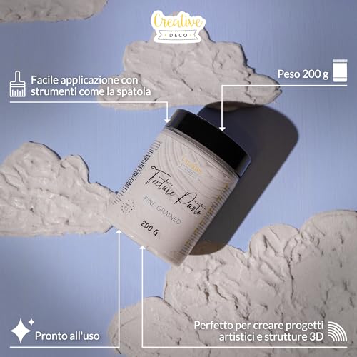Creative Deco Pasta Strutturale a Grana Fine 200g Massa Bianca Pasta Modellabile per Progetti Artistici Pittura Acrilica | Strutturale per Arte Facile da Usare per Creare Effetti 3D | Struttura Sabbia - Immagine 2