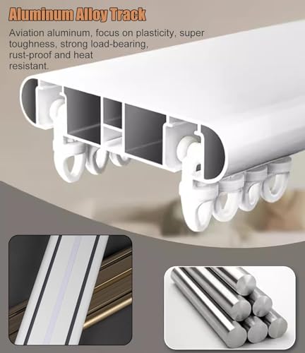 Rail à rideaux robustes aluminium blanc plafond double rangée 1-8 m