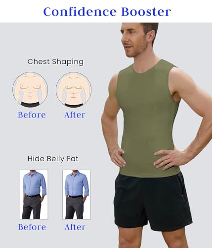 Image of Compression Shirt Men Slimming Body Shaper Vest Crewneck Workout Tank Top