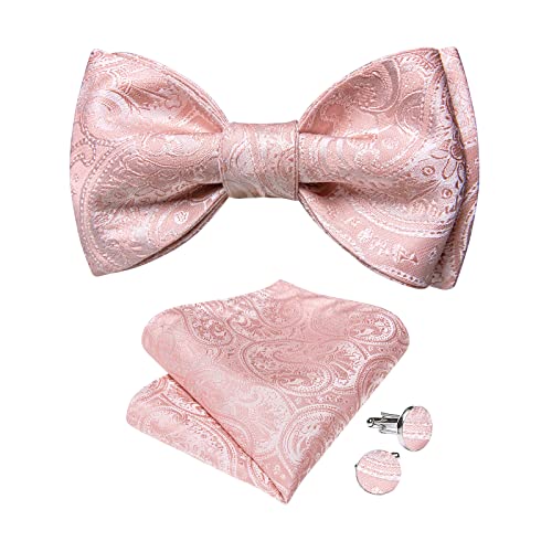 Image of DiBanGu Mens Silk Self Bow Tie Set 4PCS for Tuxedo Wedding