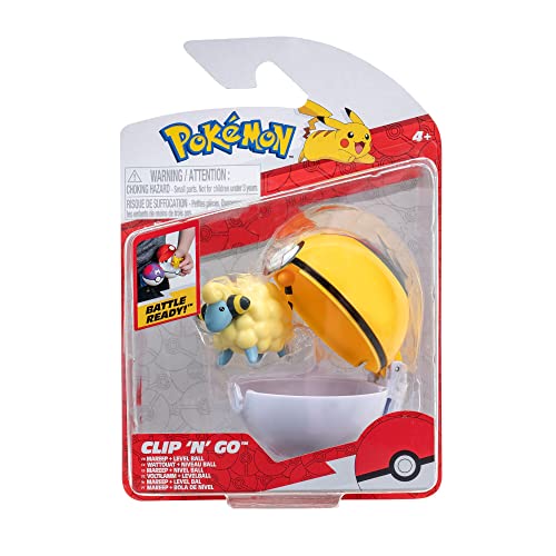 Pokémon Clip ‘N’ Go Mareep Includes 2-Inch Battle Figure and Level Ball Accessory, Voltilamm