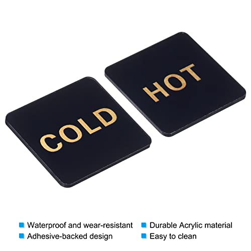 PATIKIL Self Stick Hot/Cold Water Label, 2 works/4 Pack Acrylic Square Sticker Signs for Faucets Sinks Black - Image 4