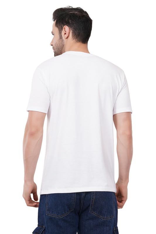 Image of tinies Cotton Tshirt Crew Neck Mens Plain Solid Regular Fit Half Sleeve Mens T-Shirt (Combo Set of 3) White Size XL