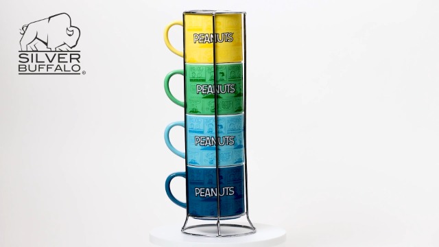 Set de 4 mugs apilables Peanuts 10 oz cerámica miniatura 7