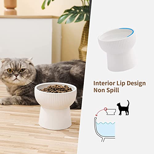 Image of PETANGEL 2 Pcs Ceramic Cat Food Or Water Bowl, Raised Cat Feeder Dishes with Stand, Elevated Pet Food Bowl for Cats and Small Dogs, Stress Free Backflow Prevention & Reduce Neck Burden