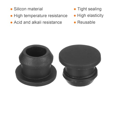 Image of MECCANIXITY Silicone Snap in Locking Hole Plugs,Rubber Panel Seal Cover Flush Type Panel Round for Kitchen Rubber Bulkheads Waterproof Sealing Plugs 8.5mm /0.33 Inch Diameter Black,Pack of 50
