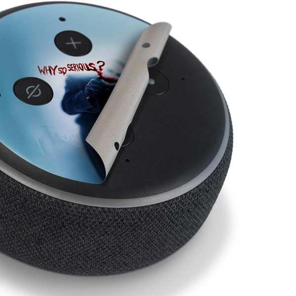 Skinit Decal Audio Skin Compatible with Amazon Echo Dot 3 - Officially Licensed The Dark Knight Why So Serious Design