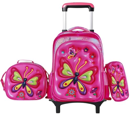 Mochila Rodinha Infantil Masculina Feminina Escolar Juvenil Reforçada crianças menino e menina (Borboleta)