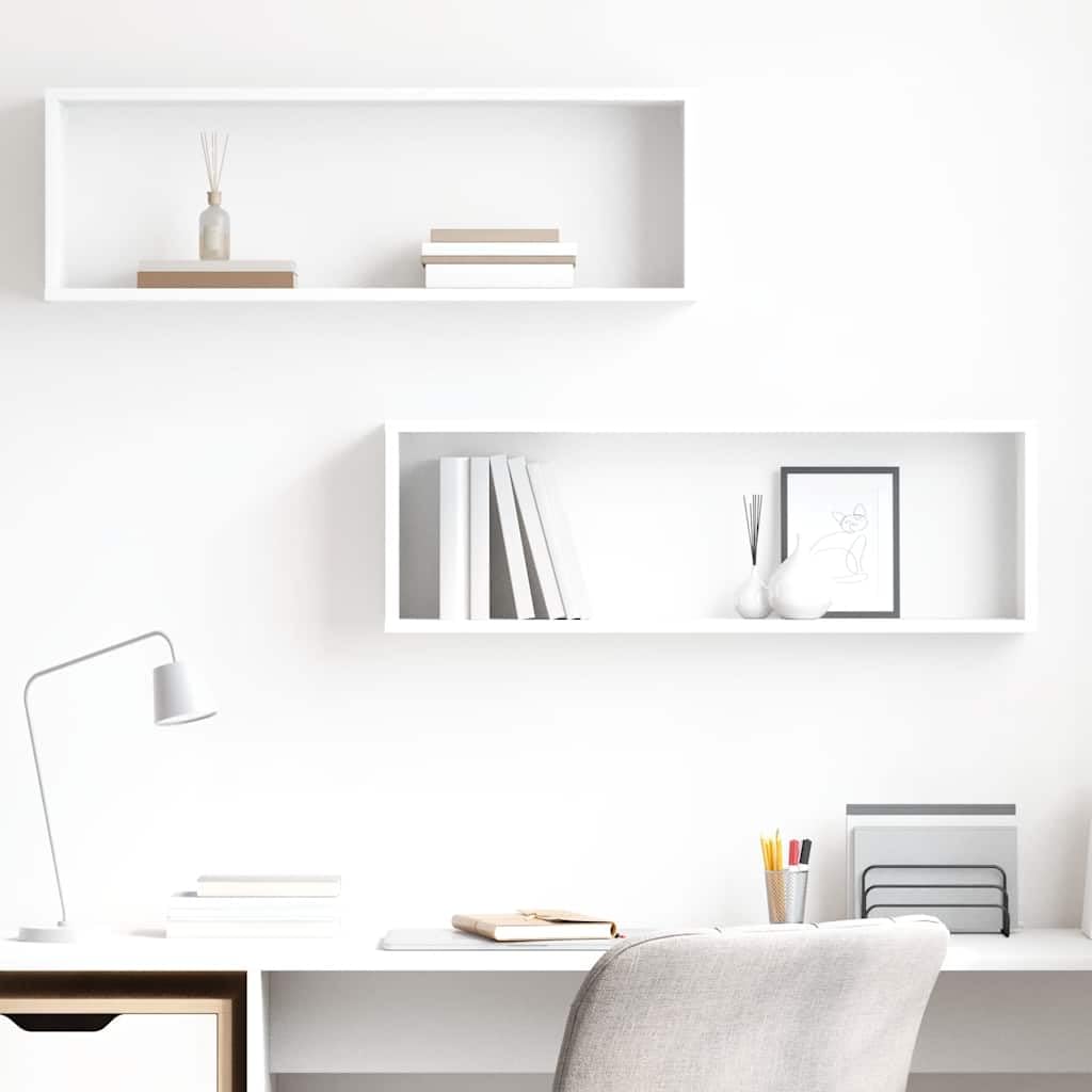 Generico Mensole Parete a Cubo 2pz Bianco 80x15x26,5cm Legno Multistrato,Mobili,Scaffalature,Scaffali e mensole per pareti,Bianco,7.88 kg,807106