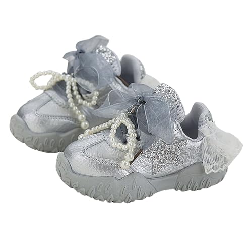 IWIHMIV Girls Sneakers Lace up Lightweight Breathable Walking Shoes for Girls Thick Bottom Sports Shoes2