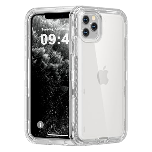 Follaroma for iPhone 11 Pro Max Case Heavy Duty Shockproof Protection Phone Cases Anti-Drop Dual Layer Transparent Protective Cover Compatible with iPhone 11 ProMax 6.5 inch Crystal Clear