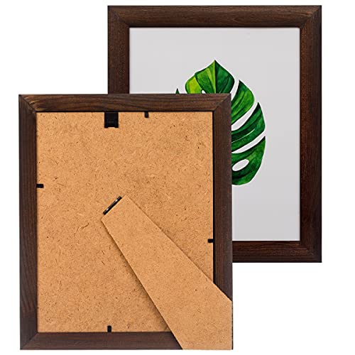 Simpleme Rustic Wood Picture Frames 8.5X11 - Pack Of 2 – Document Certificate Diploma Tabletop Or Wall Display With Glass, Dark Brown #TOP2