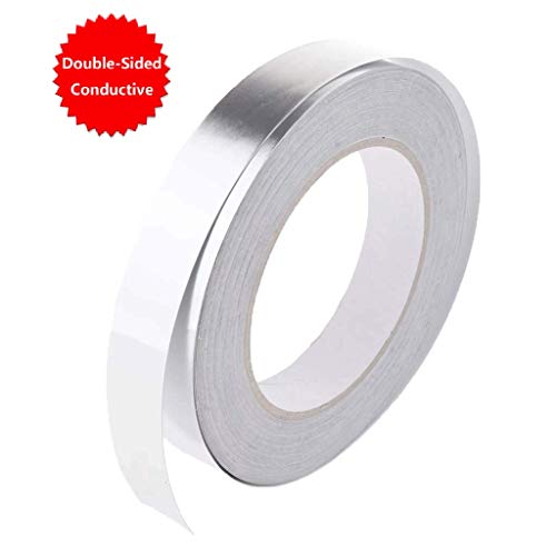Nastro in alluminio biadesivo, conduttivo, resistente alle alte temperature, rotolo di nastro adesivo per riparazioni HVAC, tubi, isolamento, asciugatrice, creazione di gioielli e artigianato (50 m)
