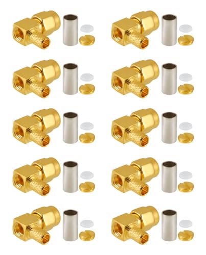 10 conectores SMA macho ángulo recto para cable coaxial miniatura 2