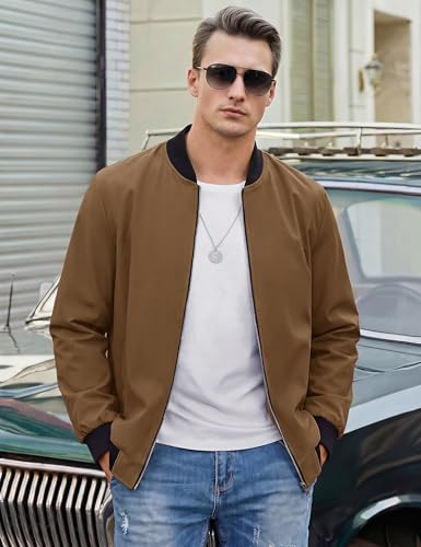 Image of TACVASEN Men's Lightweight Jacket Spring Bomber Fall Windbreaker Casual Stylish Coats with Pockets
