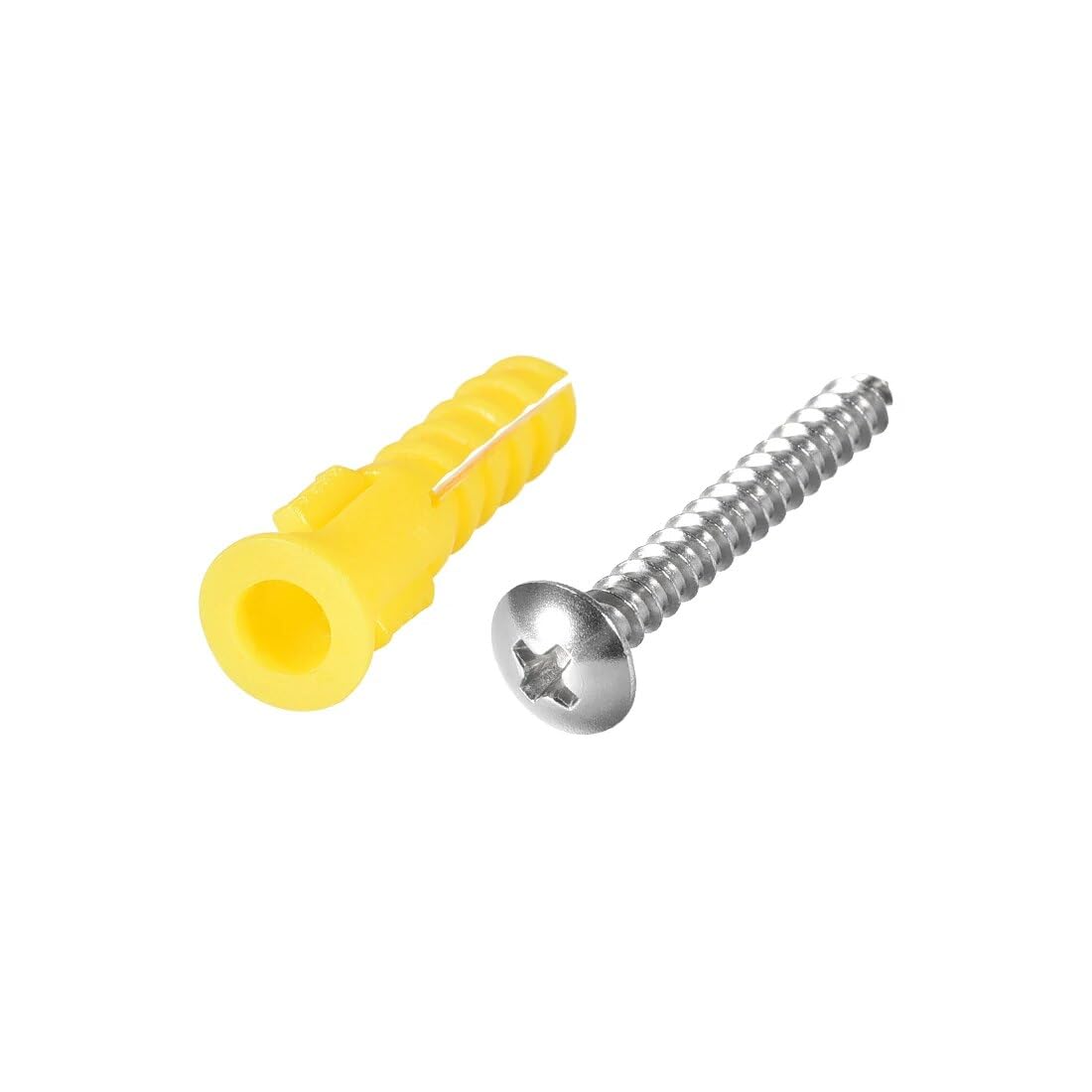 Tacos， 50 Tubos de expansión de plástico de 6 mm x 32 mm for Anclaje de Columna de Pared con Tornillos Amarillos for Aplicaciones de Bricolaje en el hogar y el jardín.