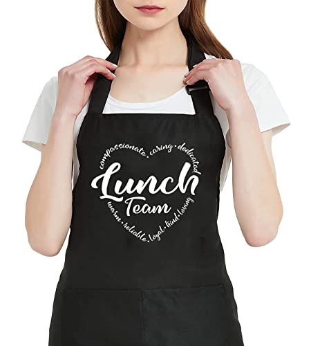 GXVUIS Grembiule da donna con 2 tasche, estetico, a forma di cuore, impermeabile, regolabile, per cucina, barbecue, nero, The 'size' of the apron is approximately 29.5 inches tall and 27.5 wide.