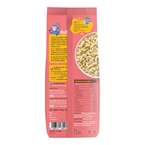 Image of SLURRP FARM No Maida Macaroni Pasta | Gluten Free & Multigrain | Healthy Pasta Made With Brown Rice And Corn | 400 Gm X 2