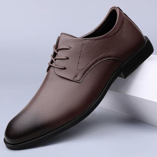 Men's Leather Lace Up Block Heel Business Casual Formal Shoes Office Work Low Top Dress Shoes Casual Work Office Comfortable Business Shoes2