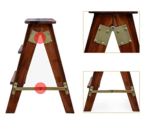 Taburete de escalera para alcanzar zonas altas con escalón plegable de madera 4