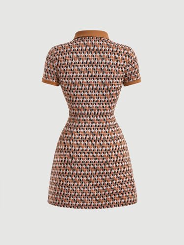 Verdusa Women's Short Sleeve Collar A Line Button Up Short Shirt Dress2