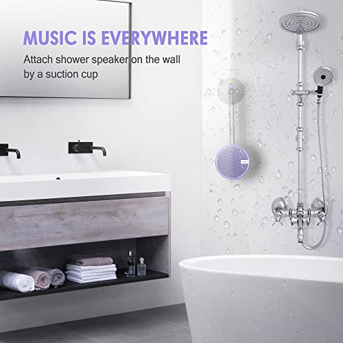 Image of INSMY C12 IPX7 Waterproof Shower Bluetooth Speaker, Portable Small Speaker, Speakers Bluetooth Wireless Loud Clear Sound Support TF Card Suction Cup for Kayak Canoe Beach Gift (Purple)