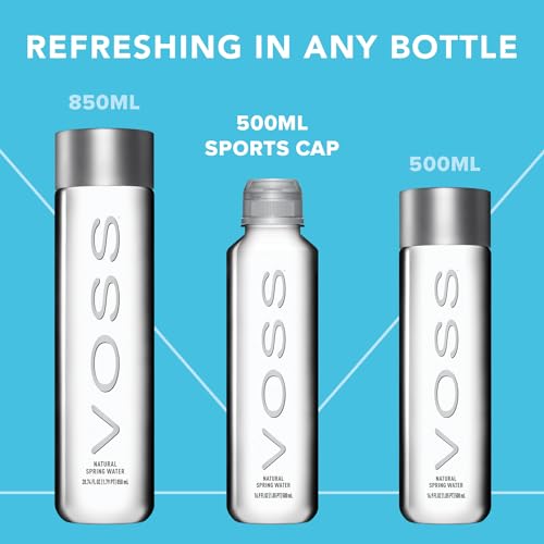 VOSS Premium Still Bottled Water - Pure, Crisp & Refreshing - BPA Free PET Plastic Water Bottles with Sports Cap for Easy, Spill-Free Drinking - Ideal for Gym, Running, Hiking - 500ml, Pack of 24