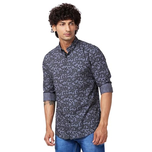 Image of Spykar Men's Regular Fit N /A Full Sleeve Printed Casual Shirts