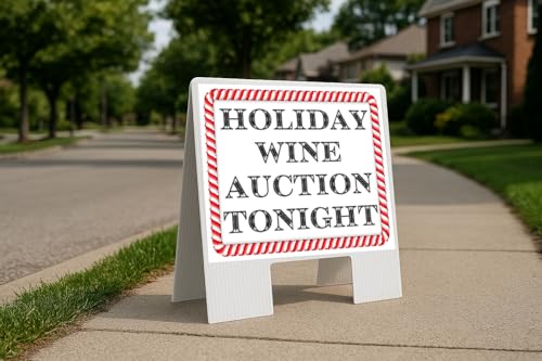 Holiday Wine Auction Candy Cane Frame Sign 23x23 in.