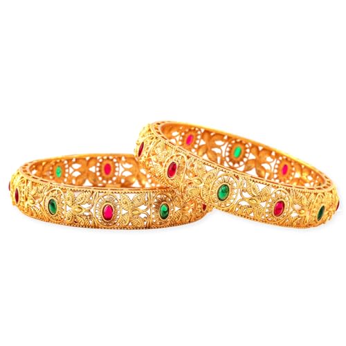 Image of Rubans Gold Plated Set of 2 Bangles Handcrafted Traditional Stylish Trendy Jewellery Gift for Women & Girls