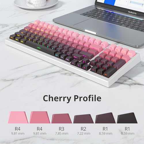 Image of PBT Gradient Red Keycaps Side Printed Set Shine Through Cherry Profile Double Shot Custom Minimalist Style for Mechanical Keyboard (Dark Plum)