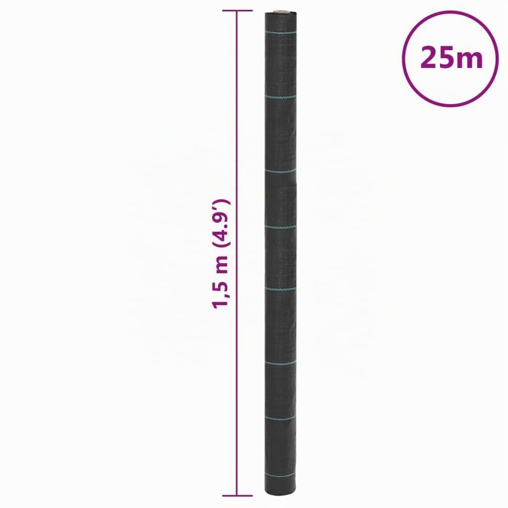 Tomostar Toile de Paillage, Géotextile de Paillage Contre Les Mauvais Herbes Toile Bâche Anti Mauvaises Herbes Noir 1,5x25 m PP