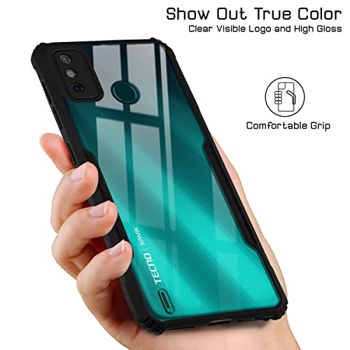 Image of Jkobi Back Cover Case for Tecno Spark Go 2020 | Go 2021 (Crystal Glass Back | Camera Protection | Shockproof Bumpers | Professional Black)
