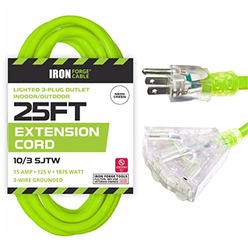 Iron Forge Cable 3 Outlet 10 Gauge Extension Cord 25 ft,