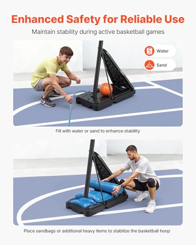 Image of VEVOR Basketball Hoop, Basketball Hoop 44 48 50 54 Inchs PC Backboard, 4.4-10FT Height Adjustable, Basketball Portable Hoop& Goal, Indoor /Outdoor Classic Basketball Court, Teen Adult School Park
