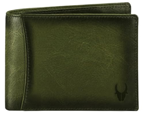 Image of WildHorn RFID Protected Leather Wallet for Men, Green Crunch