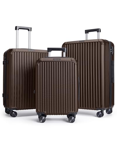 Image of LIGHT FLIGHT 3 Piece Luggage Sets With Spinner Wheels Hardshell TSA Lock | Durability, Spinner Wheels, Hardside Lightweight, TSA Lock, Durable, PC+ABS, Mobility,