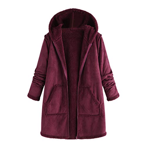 DOGZI Abrigo Mujer Invierno Elegantes Sudadera Invierno Mantener Caliente Lana Caliente Abrigo De Algodón Cardigan Felpa Abrigo Piel sintética Tallas Grandes Abrigo con Capucha Sobretodo M~3XL