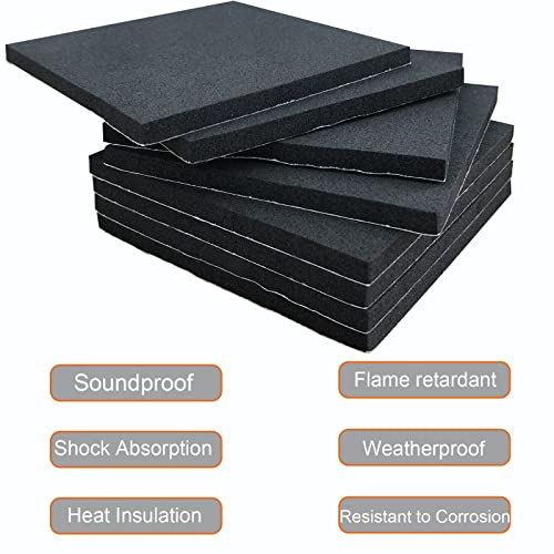 8 Pcs Black Adhesive Foam Padding(4inX 4inX 1/4in, 8), Silicone Rubber Sheet (12\" x 12\" x1/8\", Black, No Adhensive)