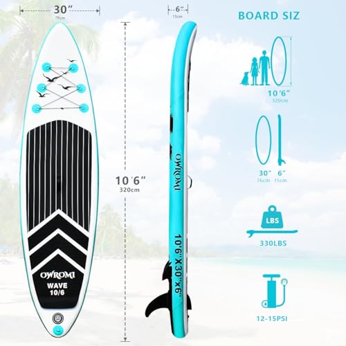 SUP Inflatable Stand Up Paddle Board 10\'6\" Ultra-Light Thick Paddleboard for All Skill Levels ISUP Paddle Board with Accessories - Thumbnail 5
