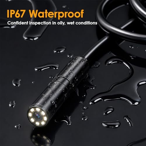 Cámara Endoscópica HD 1920P con Luz, Cámara de Inspección IP67 Impermeable, Semirígida de 7.9 mm de Diámetro, Cable de 16.41FT con 8 LED, Compatible con iPhone Android para Automóviles y Tuberías miniatura 4