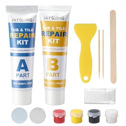 Tile Repair Kit For Ceramic And Marble Surfaces Ceramic Tile Repair Kit With AB Epoxy Resin 50G×2 Scraper And Tools Set For Bathroom Sink Shower Tray Wall And Floor Surface Repair