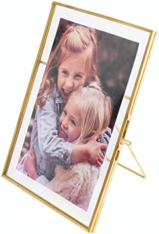 5x7 Vintage Style Antique Gold Picture Frames Gold Photo Frame with Pressed Glass, Brass (Vertical) (5 x 7)