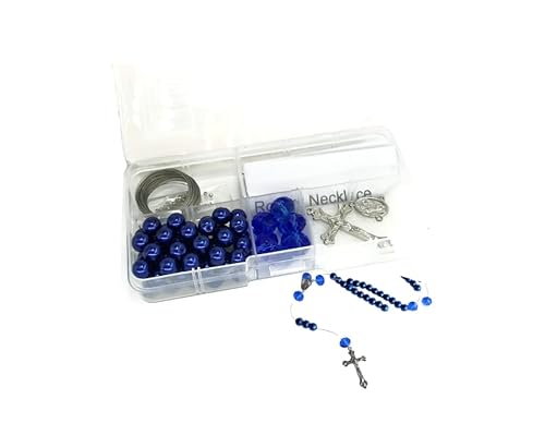 Linpeng Rosary Making Supplies, Catholic Prayer Beads Box Kit, First Communion Gift (Royal Blue)