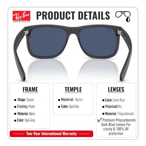 Image of Ray-Ban RB4165 JUSTIN CLASSIC Square Sunglasses with Official Kit