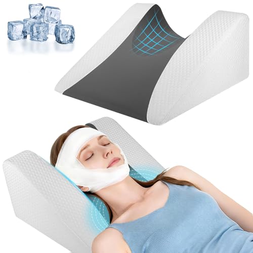 SnugSafe 26 Back Sleeping Training Pillow Facial Surgery Recovery Pillow for Facelift Hair Transplant Rhinoplasty Wrinkle Prevention & GERD Cooling Fabric & Air Layer Fabric Anti-Slip
